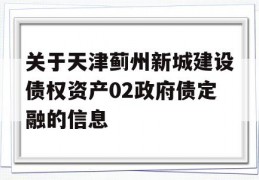 关于天津蓟州新城建设债权资产02政府债定融的信息