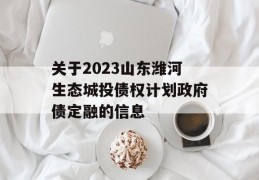 关于2023山东潍河生态城投债权计划政府债定融的信息