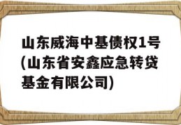 山东威海中基债权1号(山东省安鑫应急转贷基金有限公司)