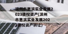 滨州市惠滨实业发展2023债权资产(滨州市惠滨实业发展2023债权资产转让)