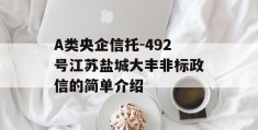 A类央企信托-492号江苏盐城大丰非标政信的简单介绍