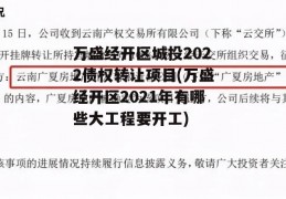 万盛经开区城投2022债权转让项目(万盛经开区2021年有哪些大工程要开工)