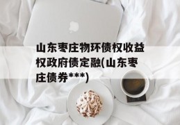 山东枣庄物环债权收益权政府债定融(山东枣庄债券***)