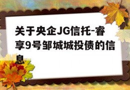 关于央企JG信托-睿享9号邹城城投债的信息