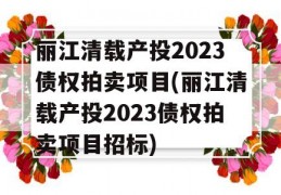 丽江清载产投2023债权拍卖项目(丽江清载产投2023债权拍卖项目招标)