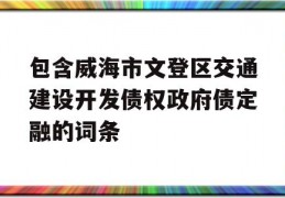 包含威海市文登区交通建设开发债权政府债定融的词条