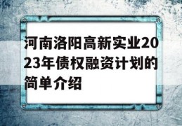 河南洛阳高新实业2023年债权融资计划的简单介绍