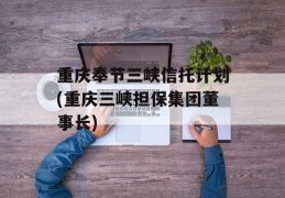 重庆奉节三峡信托计划(重庆三峡担保集团董事长)