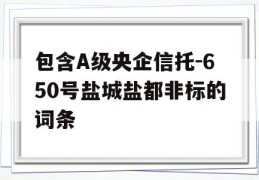 包含A级央企信托-650号盐城盐都非标的词条