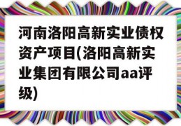 河南洛阳高新实业债权资产项目(洛阳高新实业集团有限公司aa评级)