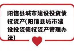 阳信县城市建设投资债权资产(阳信县城市建设投资债权资产管理办法)