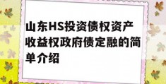 山东HS投资债权资产收益权政府债定融的简单介绍