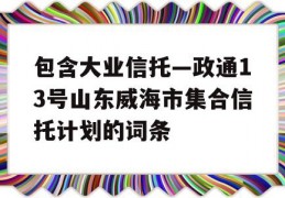 包含大业信托—政通13号山东威海市集合信托计划的词条