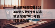 邹城市城资控股2023年债权转让(邹城市城资控股2023年债权转让政策)