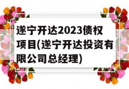 遂宁开达2023债权项目(遂宁开达投资有限公司总经理)