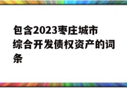 包含2023枣庄城市综合开发债权资产的词条