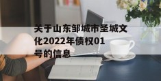 关于山东邹城市圣城文化2022年债权01号的信息