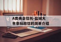 A类央企信托-盐城大丰非标政信的简单介绍