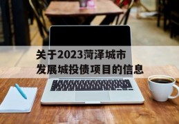 关于2023菏泽城市发展城投债项目的信息