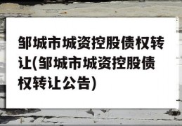 邹城市城资控股债权转让(邹城市城资控股债权转让公告)