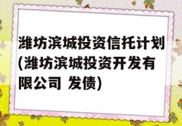 潍坊滨城投资信托计划(潍坊滨城投资开发有限公司 发债)