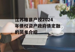 江苏睢县产投2024年债权资产政府债定融的简单介绍