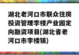 湖北老河口市联众住房投资管理李楼产业园定向融资项目(湖北省老河口市李楼镇)