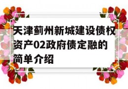 天津蓟州新城建设债权资产02政府债定融的简单介绍