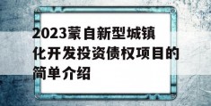 2023蒙自新型城镇化开发投资债权项目的简单介绍