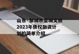 山东·邹城市圣城文旅2023年债权融资计划的简单介绍