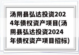 汤阴县弘达投资2024年债权资产项目(汤阴县弘达投资2024年债权资产项目招标)