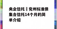 央企信托–兖州标准债集合信托14个月的简单介绍