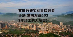 重庆万盛实业直接融资计划(重庆万盛2023年动工的大项目)