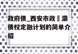 政府债_西安市政浐灞债权定融计划的简单介绍