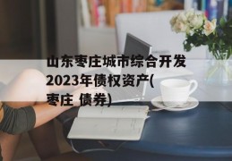 山东枣庄城市综合开发2023年债权资产(枣庄 债券)