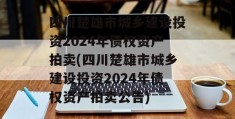 四川楚雄市城乡建设投资2024年债权资产拍卖(四川楚雄市城乡建设投资2024年债权资产拍卖公告)