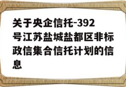 关于央企信托-392号江苏盐城盐都区非标政信集合信托计划的信息