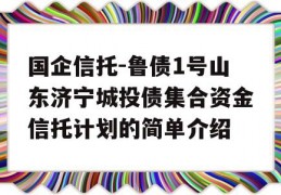 国企信托-鲁债1号山东济宁城投债集合资金信托计划的简单介绍