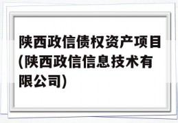 陕西政信债权资产项目(陕西政信信息技术有限公司)