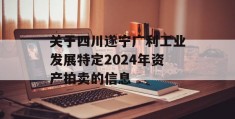 关于四川遂宁广利工业发展特定2024年资产拍卖的信息