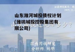 山东潍河城投债权计划(潍坊城投控股集团有限公司)