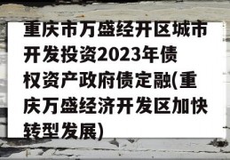 重庆市万盛经开区城市开发投资2023年债权资产政府债定融(重庆万盛经济开发区加快转型发展)