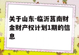 关于山东-临沂莒南财金财产权计划1期的信息