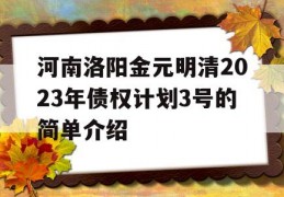 河南洛阳金元明清2023年债权计划3号的简单介绍