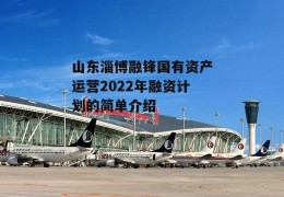 山东淄博融锋国有资产运营2022年融资计划的简单介绍