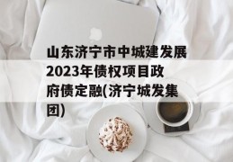 山东济宁市中城建发展2023年债权项目政府债定融(济宁城发集团)