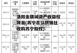 洛阳金隅城资产收益权项目(苏宁否认供销社收购苏宁股权)