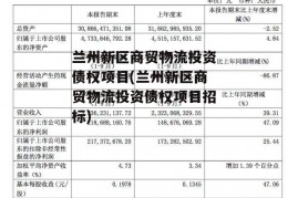 兰州新区商贸物流投资债权项目(兰州新区商贸物流投资债权项目招标)