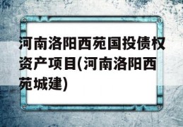 河南洛阳西苑国投债权资产项目(河南洛阳西苑城建)