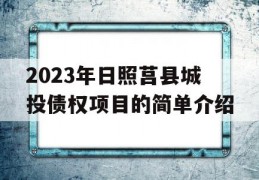 2023年日照莒县城投债权项目的简单介绍